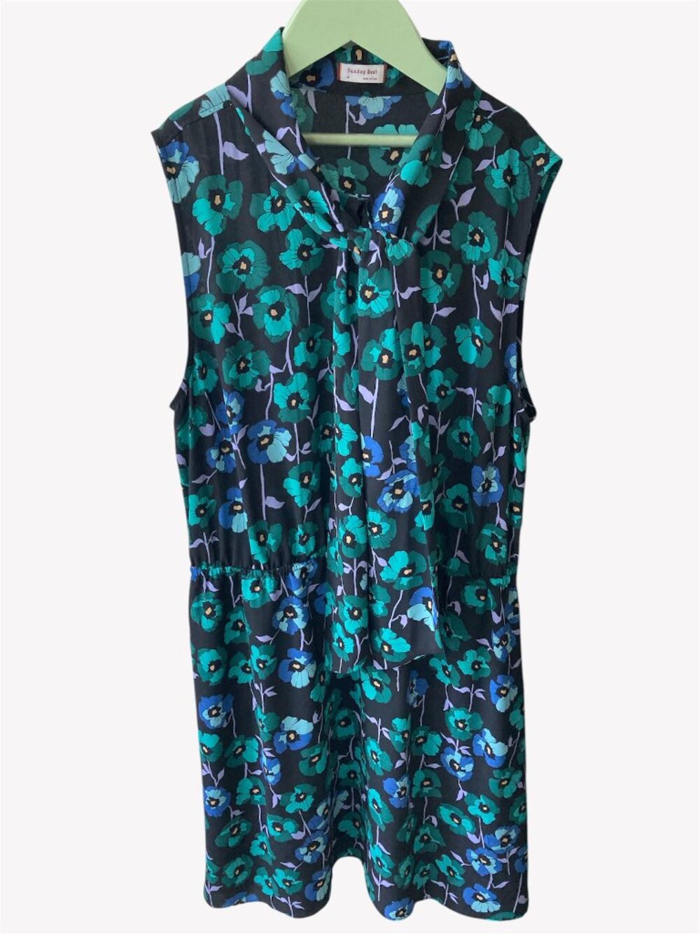 Aritzia Sunday Best Medium Veronica Teal Purple Floral Sleeveless Dress Office